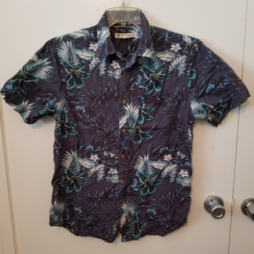 Univibe Mens Button Front Hawaiian Shirt Medium
